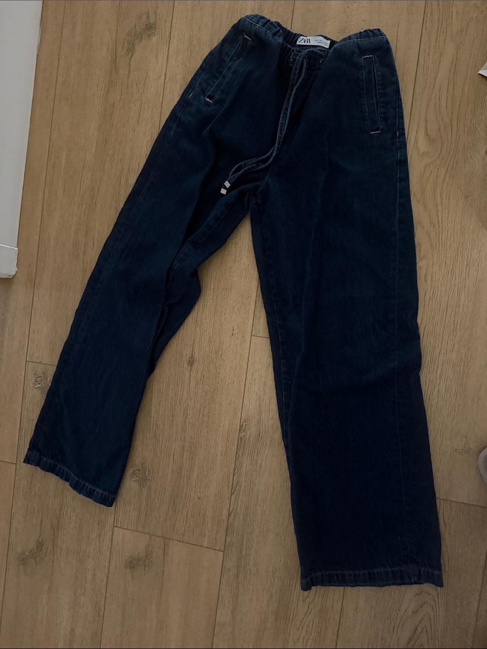 Zara Men Dark Indigo Relaxed Denim Pants
